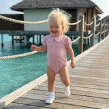 Balaflyie Bubble Romper Baby Boy Girl Cotton Collar Bodysuit Infant Top | Toddler Oversize T-shirt Romper, Scalloped/Piping Collared, Unisex Baby Embroidery Bubble, Peter Pan Collar Bodysuit Summer
