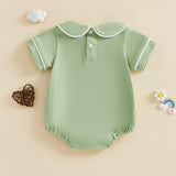 Balaflyie Bubble Romper Baby Boy Girl Cotton Collar Bodysuit Infant Top | Toddler Oversize T-shirt Romper, Scalloped/Piping Collared, Unisex Baby Embroidery Bubble, Peter Pan Collar Bodysuit Summer