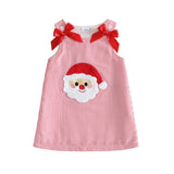 Toddler Baby Girl Holiday Outfit Striped Sleevless Tank Dress |  embroidery, bow decor, a-line dress, 6M-4Y girls