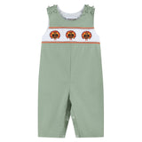 Lil cactus Sage Green Turkey Smocked Overalls
