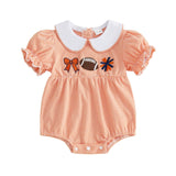 Balaflyie Bubble Romper Baby Boy Girl Cotton Collar Bodysuit Infant Top | Toddler Oversize T-shirt Romper, Scalloped/Piping Collared, Unisex Baby Embroidery Bubble, Peter Pan Collar Bodysuit Summer