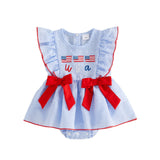 4th of July Toddler Baby Girl Outfits Forth of July USA American Flag Dress Vintage Red White and Blue Outfit