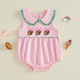 Baby Girl Clothes Newborn Golf Cart Embroidery Peter Pan Collar Sleeveless Romper Bubble Bodysuit Cute Summer Outfit