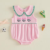Baby Girl Clothes Newborn Golf Cart Embroidery Peter Pan Collar Sleeveless Romper Bubble Bodysuit Cute Summer Outfit