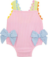 Mud Pie Baby Girl Baby Seersucker Bow One Piece Swimsuit
