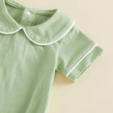 Balaflyie Bubble Romper Baby Boy Girl Cotton Collar Bodysuit Infant Top | Toddler Oversize T-shirt Romper, Scalloped/Piping Collared, Unisex Baby Embroidery Bubble, Peter Pan Collar Bodysuit Summer