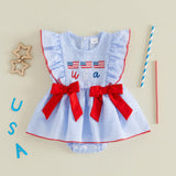 4th of July Toddler Baby Girl Outfits Forth of July USA American Flag Dress Vintage Red White and Blue Outfit