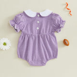 Balaflyie Bubble Romper Baby Boy Girl Cotton Collar Bodysuit Infant Top | Toddler Oversize T-shirt Romper, Scalloped/Piping Collared, Unisex Baby Embroidery Bubble, Peter Pan Collar Bodysuit Summer