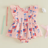 4th of July Toddler Baby Girl Outfits Forth of July USA American Flag Dress Vintage Red White and Blue Outfit