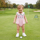 Baby Girl Clothes Newborn Golf Cart Embroidery Peter Pan Collar Sleeveless Romper Bubble Bodysuit Cute Summer Outfit