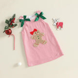 Toddler Baby Girl Holiday Outfit Striped Sleevless Tank Dress |  embroidery, bow decor, a-line dress, 6M-4Y girls