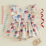 4th of July Toddler Baby Girl Outfits Forth of July USA American Flag Dress Vintage Red White and Blue Outfit
