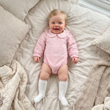 Balaflyie Baby Boy Girl Bubble Romper Long Sleeve Plain Collar Bodysuit | Infant Fall Clothes, Peter Pan Collar Romper for Unisex Babies&Toddler, Newborn Cotton Clothing, Ideal for Holiday and Daliy