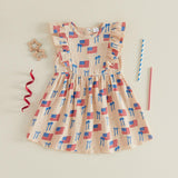 4th of July Toddler Baby Girl Outfits Forth of July USA American Flag Dress Vintage Red White and Blue Outfit