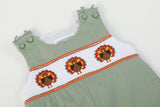 Lil cactus Sage Green Turkey Smocked Overalls