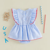 4th of July Toddler Baby Girl Outfits Forth of July USA American Flag Dress Vintage Red White and Blue Outfit