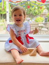 4th of July Toddler Baby Girl Outfits Forth of July USA American Flag Dress Vintage Red White and Blue Outfit