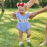GOOCHEER Newborn Baby Boy Girl Summer Outfit Sailboat Lobster Smocked Bubble Romper Sleeveless Plaid Striped Bodysuit Clothes