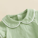 Balaflyie Bubble Romper Baby Boy Girl Cotton Collar Bodysuit Infant Top | Toddler Oversize T-shirt Romper, Scalloped/Piping Collared, Unisex Baby Embroidery Bubble, Peter Pan Collar Bodysuit Summer