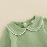 Balaflyie Baby Boy Girl Bubble Romper Long Sleeve Plain Collar Bodysuit | Infant Fall Clothes, Peter Pan Collar Romper for Unisex Babies&Toddler, Newborn Cotton Clothing, Ideal for Holiday and Daliy