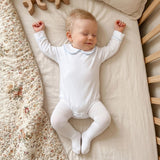 Balaflyie Baby Boy Girl Bubble Romper Long Sleeve Plain Collar Bodysuit | Infant Fall Clothes, Peter Pan Collar Romper for Unisex Babies&Toddler, Newborn Cotton Clothing, Ideal for Holiday and Daliy