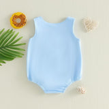 GOOCHEER Newborn Baby Boy Girl Summer Outfit Sailboat Lobster Smocked Bubble Romper Sleeveless Plaid Striped Bodysuit Clothes