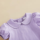 Balaflyie Bubble Romper Baby Boy Girl Cotton Collar Bodysuit Infant Top | Toddler Oversize T-shirt Romper, Scalloped/Piping Collared, Unisex Baby Embroidery Bubble, Peter Pan Collar Bodysuit Summer