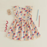 4th of July Toddler Baby Girl Outfits Forth of July USA American Flag Dress Vintage Red White and Blue Outfit