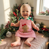 Toddler Baby Girl Holiday Outfit Striped Sleevless Tank Dress |  embroidery, bow decor, a-line dress, 6M-4Y girls