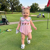 Baby Girl Clothes Newborn Golf Cart Embroidery Peter Pan Collar Sleeveless Romper Bubble Bodysuit Cute Summer Outfit