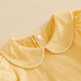 Balaflyie Bubble Romper Baby Boy Girl Cotton Collar Bodysuit Infant Top | Toddler Oversize T-shirt Romper, Scalloped/Piping Collared, Unisex Baby Embroidery Bubble, Peter Pan Collar Bodysuit Summer