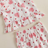 Biayxms Baby Kid Girls Ruffled Cotton Pajamas Set Long Sleeve Button Down Shirts Tops and Pants Matching 2PCS Pj Lounge Sets