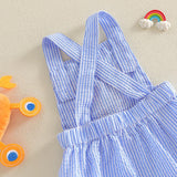 GOOCHEER Newborn Baby Boy Girl Summer Outfit Sailboat Lobster Smocked Bubble Romper Sleeveless Plaid Striped Bodysuit Clothes
