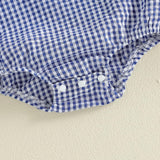 GOOCHEER Newborn Baby Boy Girl Summer Outfit Sailboat Lobster Smocked Bubble Romper Sleeveless Plaid Striped Bodysuit Clothes