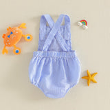 GOOCHEER Newborn Baby Boy Girl Summer Outfit Sailboat Lobster Smocked Bubble Romper Sleeveless Plaid Striped Bodysuit Clothes