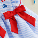 4th of July Toddler Baby Girl Outfits Forth of July USA American Flag Dress Vintage Red White and Blue Outfit