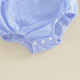 GOOCHEER Newborn Baby Boy Girl Summer Outfit Sailboat Lobster Smocked Bubble Romper Sleeveless Plaid Striped Bodysuit Clothes