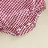 GOOCHEER Newborn Baby Boy Girl Summer Outfit Sailboat Lobster Smocked Bubble Romper Sleeveless Plaid Striped Bodysuit Clothes