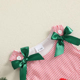 Toddler Baby Girl Holiday Outfit Striped Sleevless Tank Dress |  embroidery, bow decor, a-line dress, 6M-4Y girls