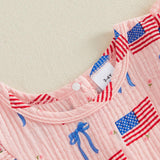 4th of July Toddler Baby Girl Outfits Forth of July USA American Flag Dress Vintage Red White and Blue Outfit